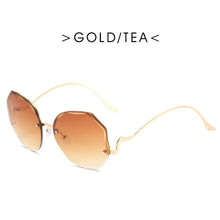 Carica l&#39;immagine nel visualizzatore di Gallery, Irregular Round Sunglasses Women Brand Designer Gradient Sun Glasses Female Rimless Metal Curved Temples Oculos De Sol
