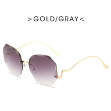 Carica l&#39;immagine nel visualizzatore di Gallery, Irregular Round Sunglasses Women Brand Designer Gradient Sun Glasses Female Rimless Metal Curved Temples Oculos De Sol