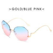 Carica l&#39;immagine nel visualizzatore di Gallery, Irregular Round Sunglasses Women Brand Designer Gradient Sun Glasses Female Rimless Metal Curved Temples Oculos De Sol