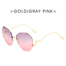 Carica l&#39;immagine nel visualizzatore di Gallery, Irregular Round Sunglasses Women Brand Designer Gradient Sun Glasses Female Rimless Metal Curved Temples Oculos De Sol