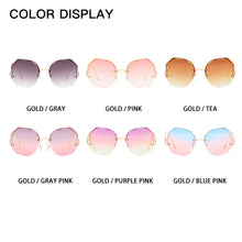 Carica l&#39;immagine nel visualizzatore di Gallery, Irregular Round Sunglasses Women Brand Designer Gradient Sun Glasses Female Rimless Metal Curved Temples Oculos De Sol