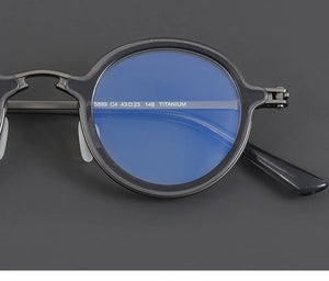 Italian Brand Round Glasses Frame Men's Titanium Acetate Prescription Eyeglasses Woman Ultralight Eyewear RLT5899 Blue Lens Gafa