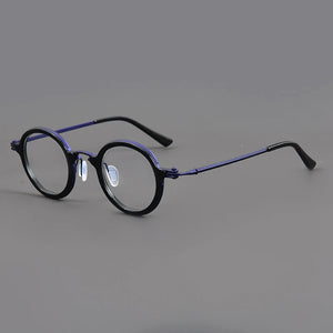 Italian Brand Round Glasses Frame Men's Titanium Acetate Prescription Eyeglasses Woman Ultralight Eyewear RLT5899 Blue Lens Gafa