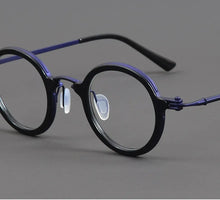 Load image into Gallery viewer, Italian Brand Round Glasses Frame Men&#39;s Titanium Acetate Prescription Eyeglasses Woman Ultralight Eyewear RLT5899 Blue Lens Gafa