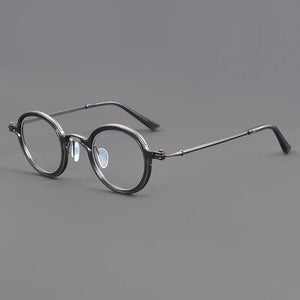 Italian Brand Round Glasses Frame Men's Titanium Acetate Prescription Eyeglasses Woman Ultralight Eyewear RLT5899 Blue Lens Gafa