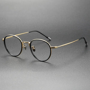 Italian Design Glasses Frame Men Eyeglasses Women Vintage Oval Small Face Ring Aceteta Titanium Eyewear Myopia Optical Lens 8507