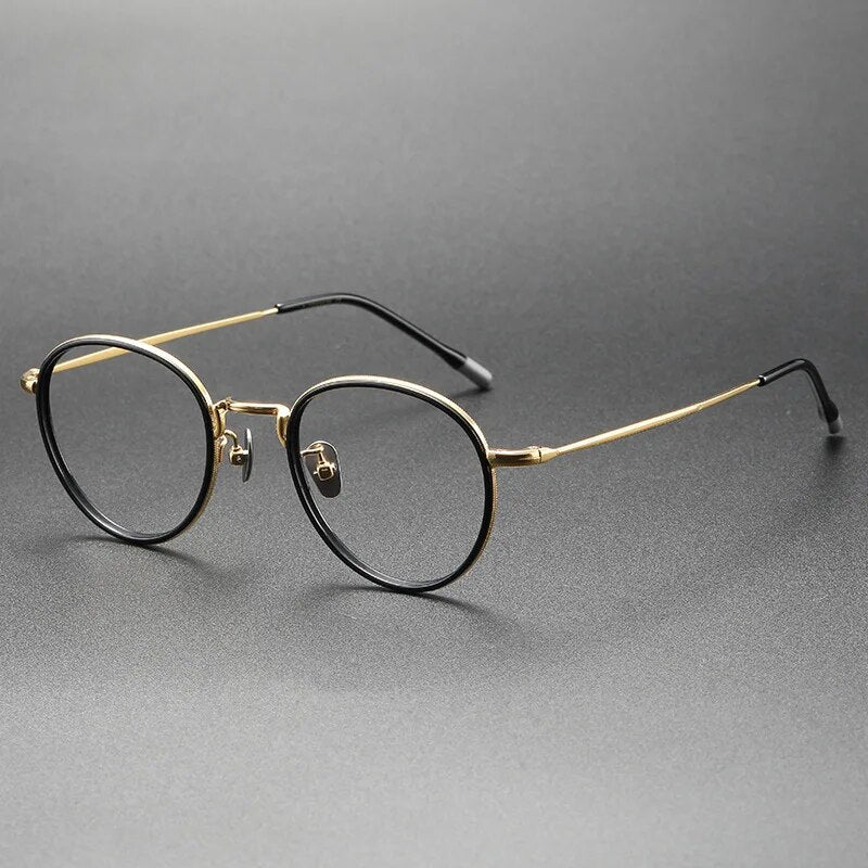 Italian Design Glasses Frame Men Eyeglasses Women Vintage Oval Small Face Ring Aceteta Titanium Eyewear Myopia Optical Lens 8507