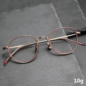 Italian Design Glasses Frame Men Eyeglasses Women Vintage Oval Small Face Ring Aceteta Titanium Eyewear Myopia Optical Lens 8507