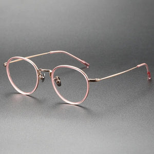 Italian Design Glasses Frame Men Eyeglasses Women Vintage Oval Small Face Ring Aceteta Titanium Eyewear Myopia Optical Lens 8507