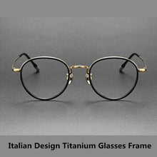 Load image into Gallery viewer, Italian Design Glasses Frame Men Eyeglasses Women Vintage Oval Small Face Ring Aceteta Titanium Eyewear Myopia Optical Lens 8507