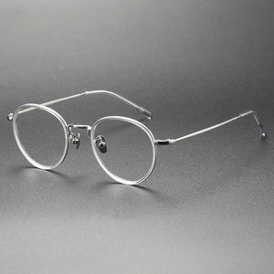 Italian Design Glasses Frame Men Eyeglasses Women Vintage Oval Small Face Ring Aceteta Titanium Eyewear Myopia Optical Lens 8507