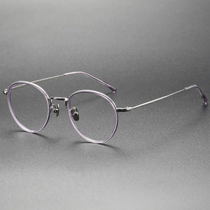Italian Design Glasses Frame Men Eyeglasses Women Vintage Oval Small Face Ring Aceteta Titanium Eyewear Myopia Optical Lens 8507