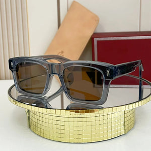 JACQ  Square Blue Cool Men's Sunglasses High Grade Vinegar Fiber Manufacturing Tourism Party Beach KAINE Women's Glasses