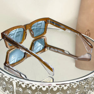 JACQ  Square Blue Cool Men's Sunglasses High Grade Vinegar Fiber Manufacturing Tourism Party Beach KAINE Women's Glasses
