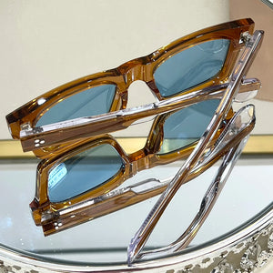 JACQ  Square Blue Cool Men's Sunglasses High Grade Vinegar Fiber Manufacturing Tourism Party Beach KAINE Women's Glasses