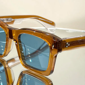 JACQ  Square Blue Cool Men's Sunglasses High Grade Vinegar Fiber Manufacturing Tourism Party Beach KAINE Women's Glasses