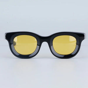 JAPANESE Oval Concept High Street Sunglasses Frames Retro Vintage Designer Classical Thick Acetate Men Eyeglasses with Full Case