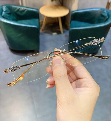 JIANDAN CH Series OVERYEASY Anti-blue Light Myopia Glasses Frame Borderless Retro Carved Trendy Frameless Eye Wear