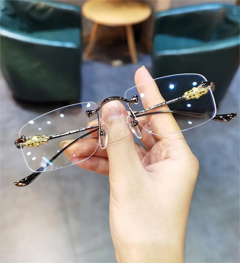 JIANDAN CH Series OVERYEASY Anti-blue Light Myopia Glasses Frame Borderless Retro Carved Trendy Frameless Eye Wear