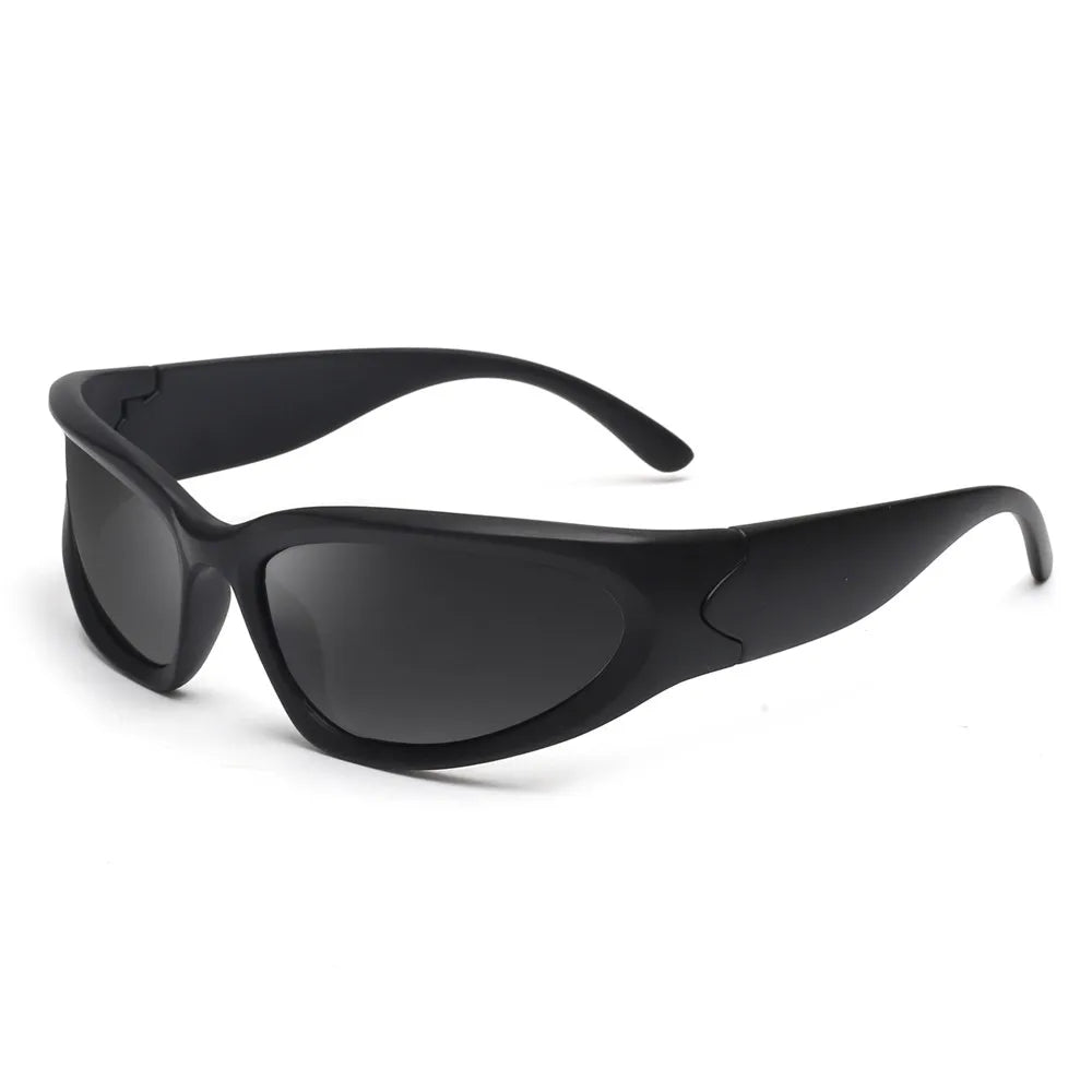 JM Wrap Around Y2K Sunglasses for Men Women Trendy Futuristic Oval Shades