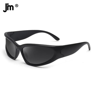 JM Wrap Around Y2K Sunglasses for Men Women Trendy Futuristic Oval Shades