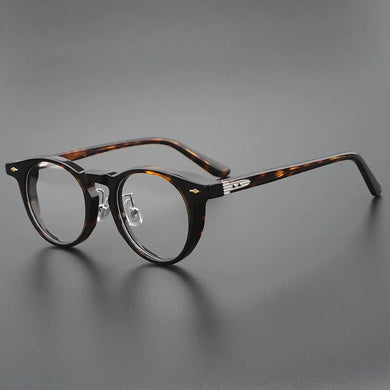 JMM Japanese Classical Vintage Round Men Eyeglasses Frames  Tortoise Texture Optical Prescription Glasses for Women