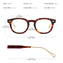 Load image into Gallery viewer, JUSSTY Retro Round Optical Glasses Men Frame Myopia Prescription Eyeglasses Frame Male Italy Acetate Vintage Brand Eyewear 2023