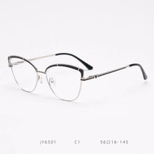 Load image into Gallery viewer, JY6501 European and American  metal spring cat-shaped flat mirror female net red myopia glasses frame tide ins