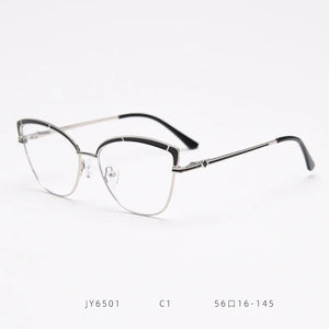 JY6501 European and American  metal spring cat-shaped flat mirror female net red myopia glasses frame tide ins