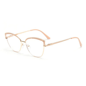 JY6501 European and American  metal spring cat-shaped flat mirror female net red myopia glasses frame tide ins