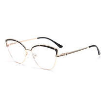 Load image into Gallery viewer, JY6501 European and American  metal spring cat-shaped flat mirror female net red myopia glasses frame tide ins