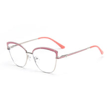 Load image into Gallery viewer, JY6501 European and American  metal spring cat-shaped flat mirror female net red myopia glasses frame tide ins