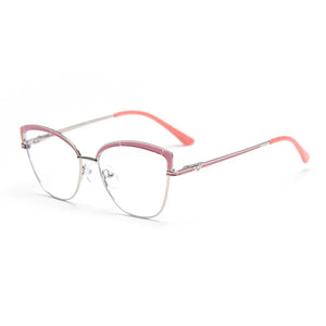 JY6501 European and American  metal spring cat-shaped flat mirror female net red myopia glasses frame tide ins