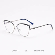 Load image into Gallery viewer, JY6501 European and American  metal spring cat-shaped flat mirror female net red myopia glasses frame tide ins