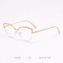 Load image into Gallery viewer, JY6501 European and American  metal spring cat-shaped flat mirror female net red myopia glasses frame tide ins