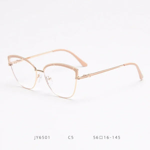 JY6501 European and American  metal spring cat-shaped flat mirror female net red myopia glasses frame tide ins
