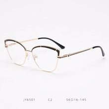 Load image into Gallery viewer, JY6501 European and American  metal spring cat-shaped flat mirror female net red myopia glasses frame tide ins