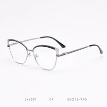 Load image into Gallery viewer, JY6501 European and American  metal spring cat-shaped flat mirror female net red myopia glasses frame tide ins