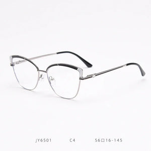 JY6501 European and American  metal spring cat-shaped flat mirror female net red myopia glasses frame tide ins