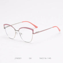 Load image into Gallery viewer, JY6501 European and American  metal spring cat-shaped flat mirror female net red myopia glasses frame tide ins