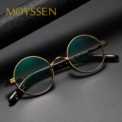 Japan   Brand Design Men Handmade IP Titanium Round Frame Acetate Arms Glasses Women Vintage Optical Myopia Eyeglasses