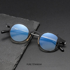 Japan Luxury Brand Designer Men Retro Round Titanium Frame Eyeglasses Women Fashion Irregular Unique Small Circle Lenses Glasses