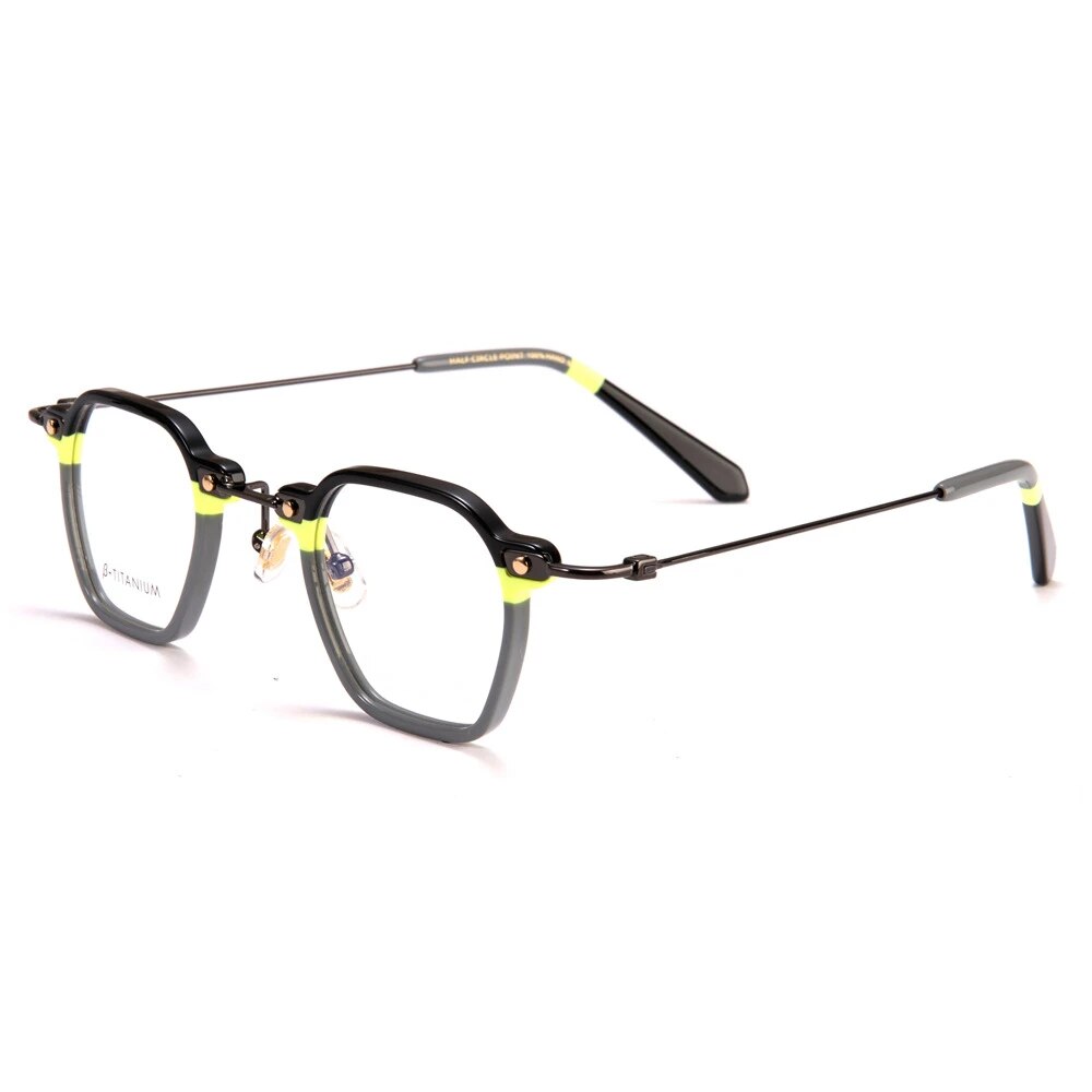 Japanese Acetate Polygon Eyeglasses Frames Men Retro Designer Hand-made Brand Glasses Women Myopia Prescription Eyewear