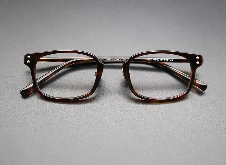 Japanese Carved Glasses Frame Acetate Titanium Frame Retro Glasses Frame Men and Women Myopia Pure Titanium Eyeglasses Frames