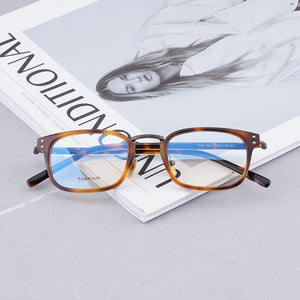 Japanese Carved Glasses Frame Acetate Titanium Frame Retro Glasses Frame Men and Women Myopia Pure Titanium Eyeglasses Frames
