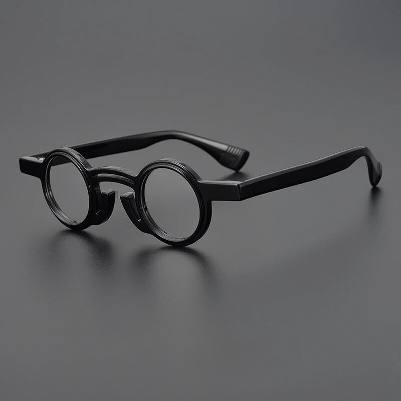 Japanese Classical Round Acetate Eyeglasses Prescription Men Glasses Yellow Black Tortoise Eye Accessories