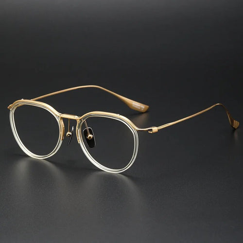 Japanese Design Pure Titanium Glasses Frame Men Half-Rim Irregular Myopia Perscription Eyeglasses Women Round Optical Eyewear