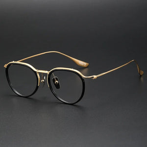 Japanese Design Pure Titanium Glasses Frame Men Half-Rim Irregular Myopia Perscription Eyeglasses Women Round Optical Eyewear