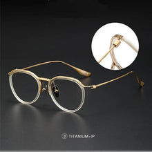 Carica l&#39;immagine nel visualizzatore di Gallery, Japanese Design Pure Titanium Glasses Frame Men Half-Rim Irregular Myopia Perscription Eyeglasses Women Round Optical Eyewear