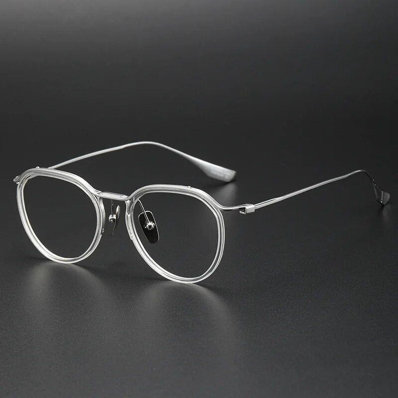 Japanese Design Pure Titanium Glasses Frame Men Half-Rim Irregular Myopia Perscription Eyeglasses Women Round Optical Eyewear